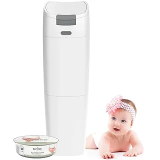 Spross® Windeleimer inkl. 1 Nachfüllkassette • Geruchsdichter Windelmülleimer mit Hygieneverschluss & Hochbarriere-Folie • Einhandbedienung Windel Eimer • Baby Wickeleimer Made in Germany