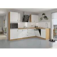 Küchen-Preisbombe Winkelküche Stilo L-Form 285 cm Weiß + Eiche Artisan