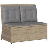 vidaXL Gartenbank Verstellbar mit Kissen Beige Poly Rattan