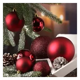 MARELIDA Christbaumkugel Weihnachtskugel bruchfest glänzend matt glitzernd weinrot 26st.