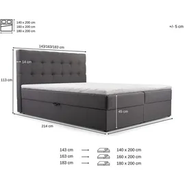 e-meubles Möblo Bett mit bettkasten, Bonell-Matratze und Topper, Doppelbett - Boxspringbett 05 - 140x200 cm, Schlafzimmer, Betten, Boxspringbetten