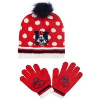 Disney Minnie Mouse Bommelmütze Mädchen Kinder Winter-Set 2 tlg. Mütze & Handschuhe (SET) rot 54