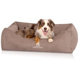 Knuffelwuff orthopädisches Hundebett mit Fächer-Wendekissen Baltimore 120 x 80cm Beige - Abnehmbarer Bezug - waschbar - für große, mittelgroße und kleine Hunde