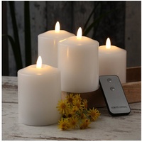MARELIDA LED-Kerze LED Kerzenset Adventskerzen Echtwachs mit Fernbedienung 11,5cm 4St. (4-tlg) weiß