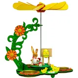 SIKORA OD17 Osterdeko Holz Teelicht Tischpyramide mit Osterhasen Figur Malschule