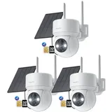 ieGeek Überwachungskamera 4G LTE Überwachungskamera Aussen mit SIM Karte (Aussen, Außenbereich, Wald, Farm, Campingbus, Straße, 355°/90° Schwenkbar PTZ Kabellos IP Kamera Ohne WLAN Outdoor Kamera, 3-tlg., 2K Farbe Nachtsicht aussenkamera PIR Erkennung 2-Wege-Audio, 4-fachen digitalen Zoom IP66 Wasserdicht für Garten, Hof)