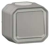 Legrand 100277L Plexo New FRAP Wechselschalter Kontroll 24V, Steckklemmen(SL), IP55, IK08, Grau