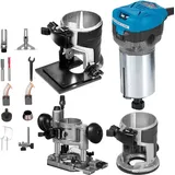 Holzfräse Oberfräse 710 w, Kompakter Holzfräse mit 3 Basen, 10000-30000 U/min Kantenfräse, 1/4' & 3/8' Multifunktionsfräse mit Neigungsbasis