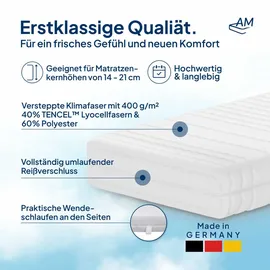 AM Qualitätsmatratzen Matratzenbezug 160 x 210 cm Lyocell
