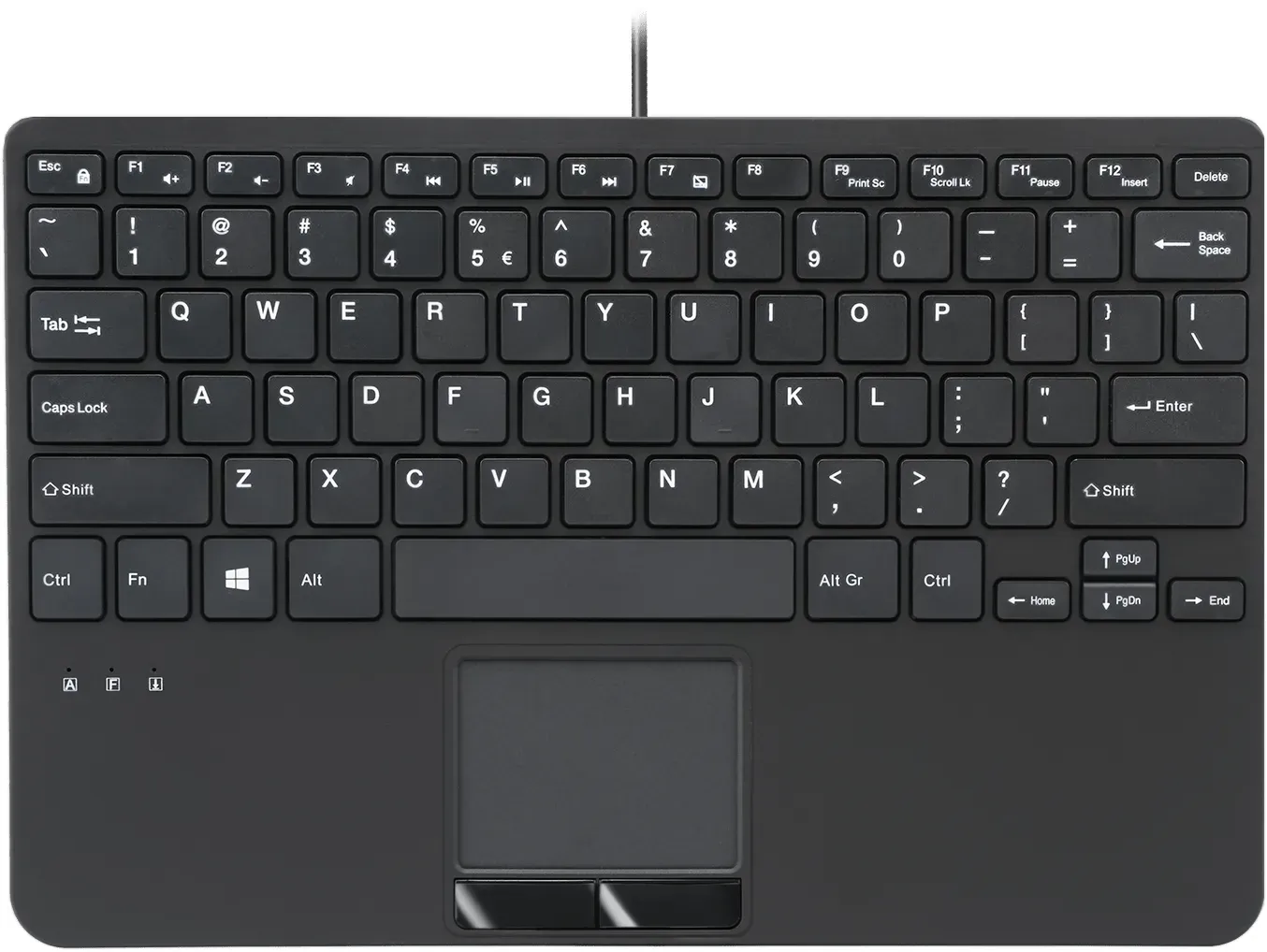 PERIBOARD-525 - Kabelgebundene Mini-USB-Tastatur mit Touchpad - Scherentasten - 2 integrierte USB-Anschlüsse