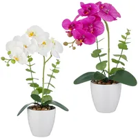 Creativ green Kunstorchidee CREATIV GREEN "Orchidee Phalaenopsis", 2 farben 2, H:40cm, Kunststoff, Kunstpflanzen, mit Eukalyptuszweigen