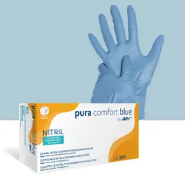 AMPri Cleanclub Einmalhandschuhe Nitril Extra puderfrei, blau Gr. 8, unsterile Nitrilhandschuhe, 100 Stück/Box