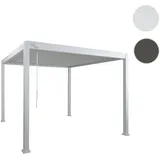 Alu Pergola HWC-N94, Lamellen-Pavillon Terrassen√oberdachung, stabiles 10cm-Metall-Gestell 3x3m ~ wei√ü
