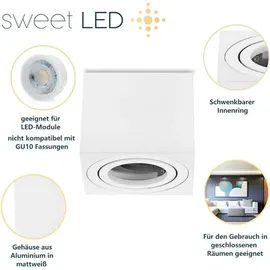 Sweet Led Deckenspots 4xAufputz flach 50mm Alu Aufbauspots 230V Aufbaustrahler weiß eckig