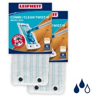 Leifheit 2er Set Wischbezug Clean Twist M / Combi micro duo für alle Bodenarten, Bodenwischer Ersatzbezug für ideale Schmutzaufnahme Dank 2-Faser-System, Mikrofaser Putzlappen ideal für Fliesen und Laminat