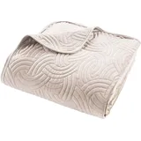 Douceur d'intérieur Tagesdecke, gesteppt (220 x 240 cm) und 2 Kissenbezüge (60 x 60 cm), Natur, einfarbiger Samt