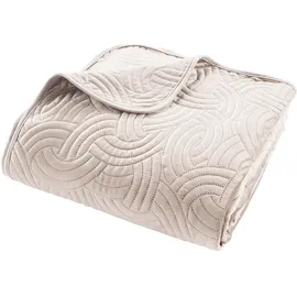 Douceur d'intérieur Tagesdecke, gesteppt (220 x 240 cm) und 2 Kissenbezüge (60 x 60 cm), Natur, einfarbiger Samt