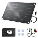Yinleader 10W Solarpanel 12V Monokristallin Tragbar mit SAE Zigarettenanzünder- & Batterieklemmen-Adapter für Auto Motorrad Wohnmobil Camping Boot