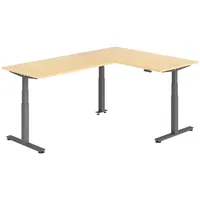 Bümö Eckschreibtisch, Ahorn, Graphit, Nachbildung,Ahorn, Rechteckig, 160x74x240 cm, FSC