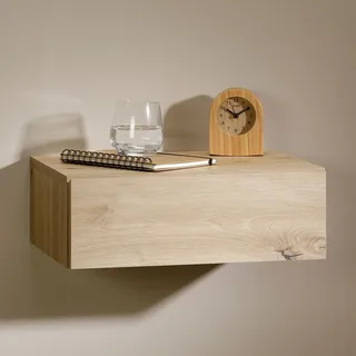 CARO-Möbel Hängender Nachttisch Anne mit Schublade, Asteichefarben - griffloses öffnen & platzsparend durch Wandmontage, robuste Spanplatte