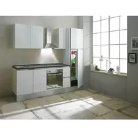 Marinelli Cucine Vormontierte Küchenzeile Giulia  (Breite: 245 cm, Weiß, Mit Elektrogeräten, Dekor Arbeitsplatte: Steinoptik, Spüle links)