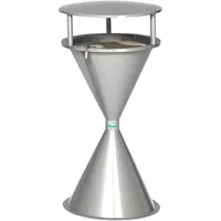 VAR Kunststoff-Standascher mit Dach Kunststoff silber und Bodenronde feuerverz. kpl.