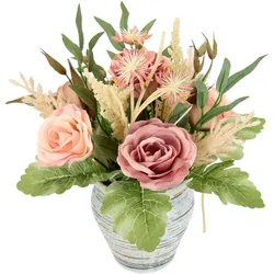 Kunstblume I.GE.A. "Gesteck Rosen im Topf", lila (mauve), B:26cm H:24cm L:26cm, Polyester, Kunstpflanzen