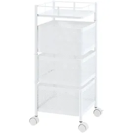[en.casa] Rollwagen Sunndal mit 3 Ebenen 64,5x27x27cm Weiß
