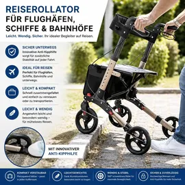 lösch reha Rollator TABAS Mobility faltbar und leicht mit Sitz Champagner