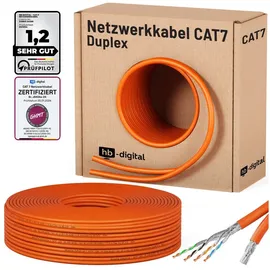 HB-Digital CAT 7 Kabel Duplex Netzwerk Kabel S/FTP AWG23 LSZH orange