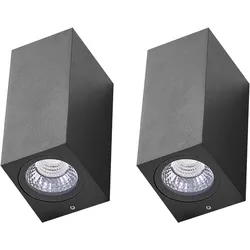 Außenwandleuchte LED Metall schwarz 15 cm 2er Set ANDREWS