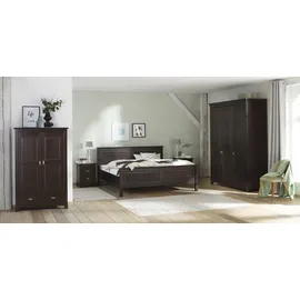 otto home Kleiderschrank OTTO HOME "Rauna, mit Lamellen und Kassetten, klassischer Landhausstil, rustikal", braun (dunkelbraun), B:159cm H:195cm T:60cm, Massivholz, Schränke, Kleiderschrank, massive Kiefer, Metallgriffe, mehrere Varianten, zeitloses Design