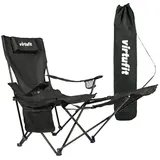 VirtuFit Campingstuhl VirtuFit klappbarer Campingstuhl mit Fußstütze - Strandstuhl - Schwarz