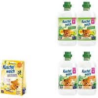 5tlg. Set | 4x750ml Kuschelweich Weichspüler 2 Sorten vegan 128WL + Duftbox Gelb