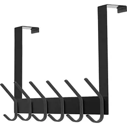 TOJ Türgarderobe mit 12 Haken - Handtuchhalter - Garderobe Modern und Industriell - Edelstahl - 43CM - Schwarz