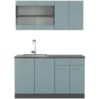 Vicco Singleküche R-Line, Solid Anthrazit Blau Grau 140 cm ohne Arbeitsplatte