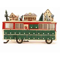 Adventskalender aus Holz Weihnachts-Adventskalender mit 24 Zugkästen, mit LED, Weihnachtskalender Wiederverwendbarer, mit 24 Türchen,