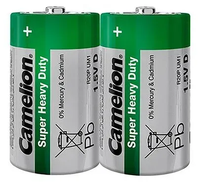 2x Camelion Super Heavy Duty Mono D R20 Zink Kohle Batterie