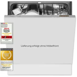 Exquisit Geschirrspüler EGSP6012-E-030E silber | Spülmaschine 60 cm | ECO-Modus | Maßgedecke: 12 | Vollintegriert