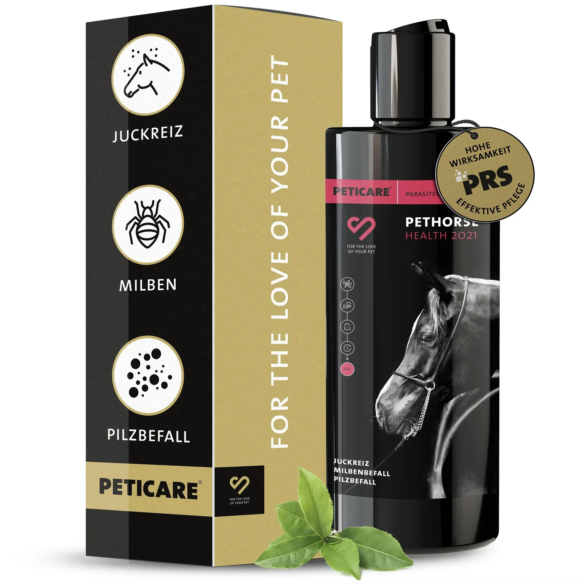 Peticare Shampoo gegen Milben, Pilz & Juckreiz für Pferde, l√∂st Milbeneier pflegt die Haut 250 ml