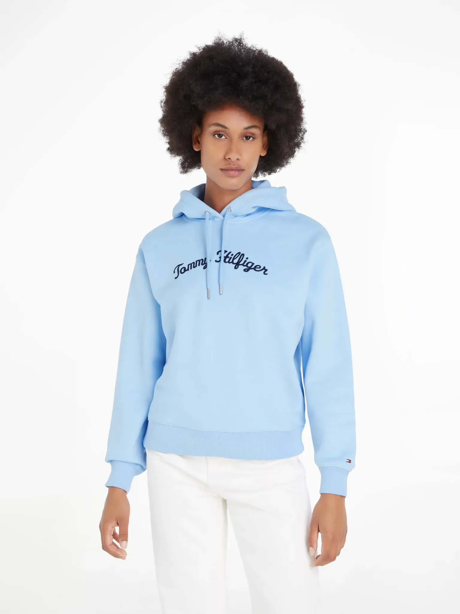 Tommy Hilfiger Kapuzensweatshirt »IM REG SCRIPT HILFIGER HOODIE«, mit Tommy Hilfiger Script Logo-Schriftzug TOMMY HILFIGER Vessel Blue L (40)