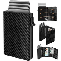 dwnkove Herren-Geldbörse, RFID-blockierend, echtes Leder, schlanke Brieftasche für Herren, minimalistische Geldbörse für Herren, intelligente Brieftasche für Herren, Aluminium-Pop-Up-Geldbörse,