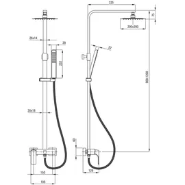 TRIZERATOP Duschsystem Quadrat Chrom
