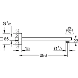 Grohe Rainshower Brausearm Ausladung 286 mm Chrom