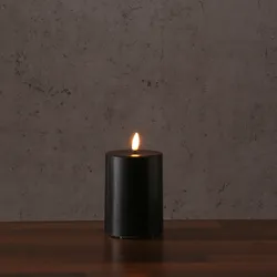 LED Stumpenkerze MIA - Echtwachs - realistische 3D Flamme - H: 10cm - Batteriebe...