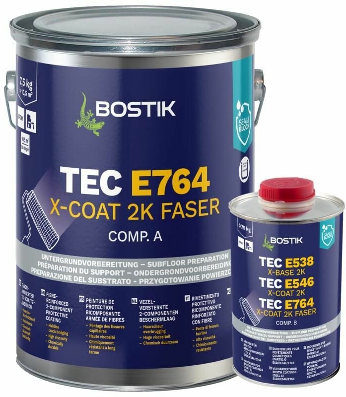 Bostik Tec E764 X-Coat 2K Faser Epoxi Schutzanstrich 8.25Kg Teil A und B platingrau