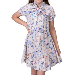 KMISSO Sommerkleid Mädchen Kleid kurze Ärmel Voant Stehkragen 30381 (1-tlg) bequem zu tragen beige 158