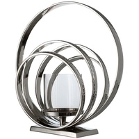 GILDE Leuchter Ringe - aus Aluminium - silberfarben - Höhe 34 cm