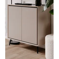 Kommode "Brebbia" in sand und schwarz Sideboard 90 cm, Soft-Close-Funktion