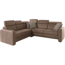 sit&more Ecksofa SIT & MORE "Bologna L-Form", braun (hasselnuss), B:247cm H:84cm T:227cm, Sofas, Ecksofa, Kopfteilverstellung, wahlweise mit Bettfunktion und Schubkasten